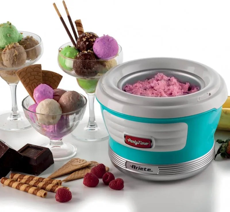 Παγωτομηχανή Ariete PARTY TIME 0643/01, 12W, 1,5 l, 30 min, Αφαιρούμενο μπολ, Τυρκουάζ