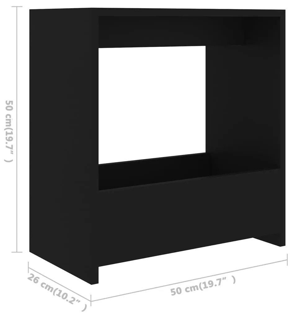 vidaXL Τραπεζάκι Βοηθητικό Μαύρο 50 x 26 x 50 εκ. από Επεξ. Ξύλο