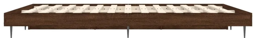 vidaXL Πλαίσιο Κρεβατιού Καφέ Δρυς 135x190 εκ. Επεξεργασμένο Ξύλο