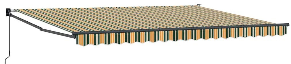 vidaXL Αντιανεμικό Αναδιπλούμενα Striped Πράσινο και κίτρινο 4,5 x 3 μ