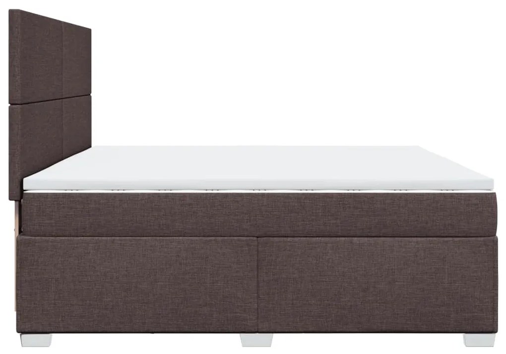 Κρεβάτι Boxspring με Στρώμα Σκούρο Καφέ 200x200 εκ. Υφασμάτινο - Καφέ