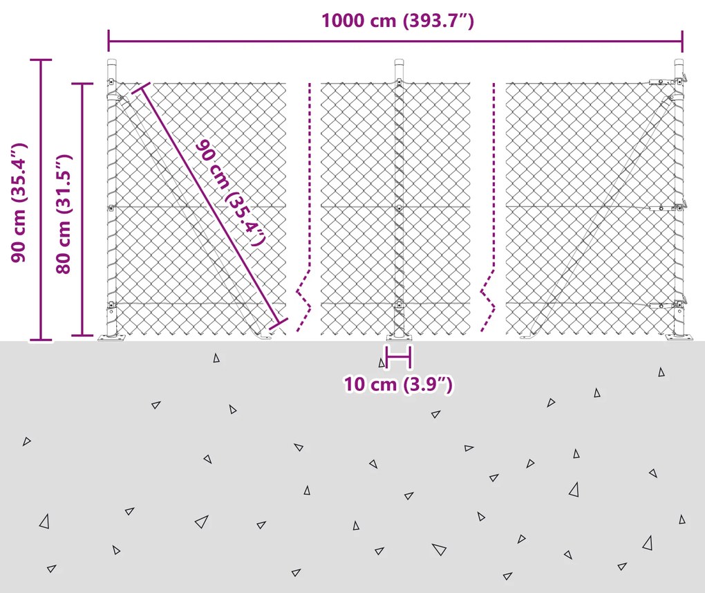 vidaXL Σετ Στύλων Φράχτη Ασημί 10 x 0.8 μ Επικαλυμμένος Χάλυβας