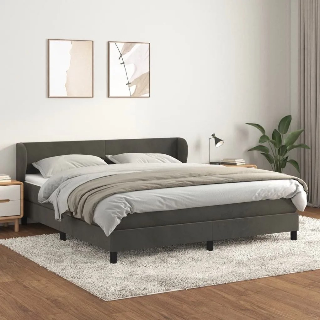 ΚΡΕΒΑΤΙ BOXSPRING ΜΕ ΣΤΡΩΜΑ ΣΚΟΥΡΟ ΓΚΡΙ 180X200 ΕΚ. ΒΕΛΟΥΔΙΝΟ 3127386