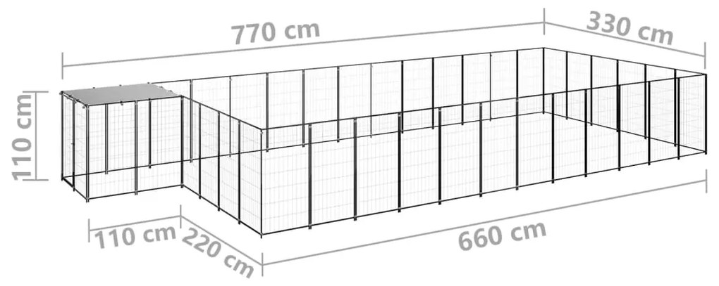 3082216  DOG KENNEL BLACK 22,99 M² ΑΤΣΑΛΙ (150782+3X150784) 3082216