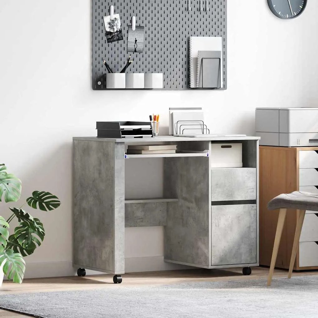 vidaXL Γραφείο Υπολογιστή Concrete Grey Γκρι concrete Μοριοσανίδα Μεσαίο