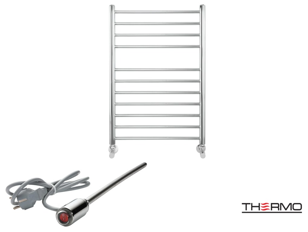 Thermo BELLAVIA Θερμαινόμενη πετσετοκρεμάστρα από ανοξείδωτο χάλυβα με ηλεκτρική λειτουργία, 75x50cm Inox Polished