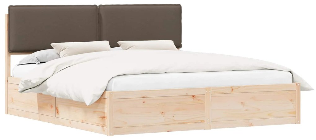 vidaXL Σκελετός Κρεβατιού με Επενδεδυμένο Κεφαλάρι Taupe 200 x 200 cm