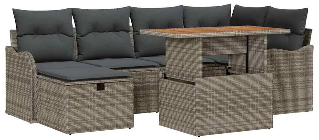 vidaXL Σετ Καναπέ Κήπου 7 pcs Γκρι συνθετικό ρατάν