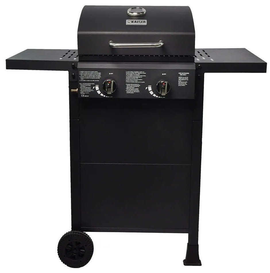 Ψησταριά Υγραερίου 2 Καυστήρων Gas Bbq Intro GB-P200 101x50x102cm Black Kaiser Stainless Steel
