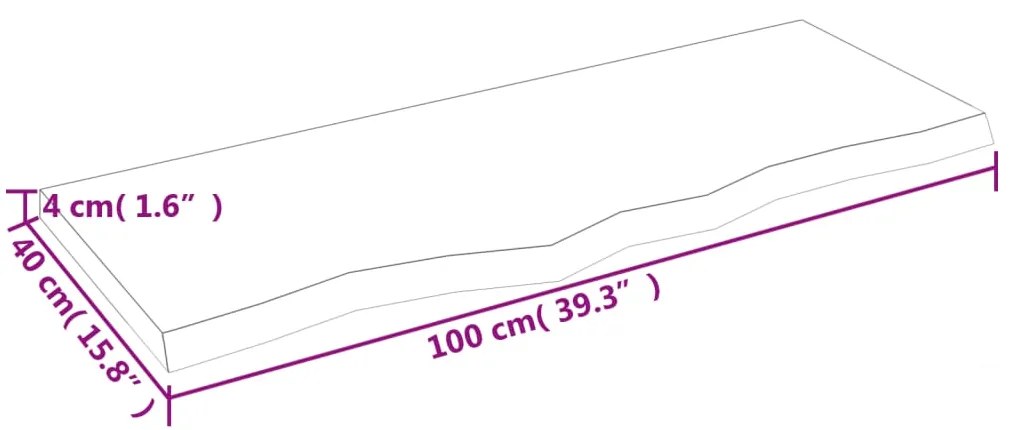 Ράφι Τοίχου Ανοιχτό Καφέ 100x40x(2-4)εκ. Επεξ. Μασίφ Ξύλο Δρυός - Καφέ