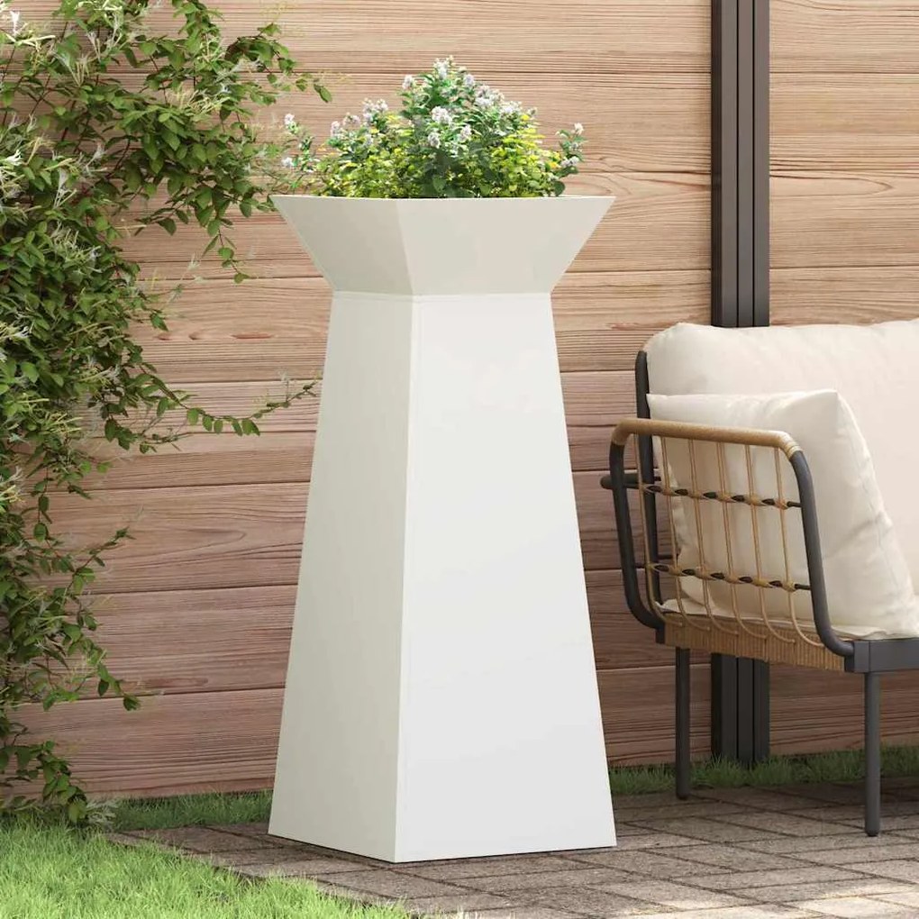 vidaXL Γλάστρες Κήπου 2 τεμ με Κουπάτ Λευκό 40x40x100 εκ, Χάλυβας