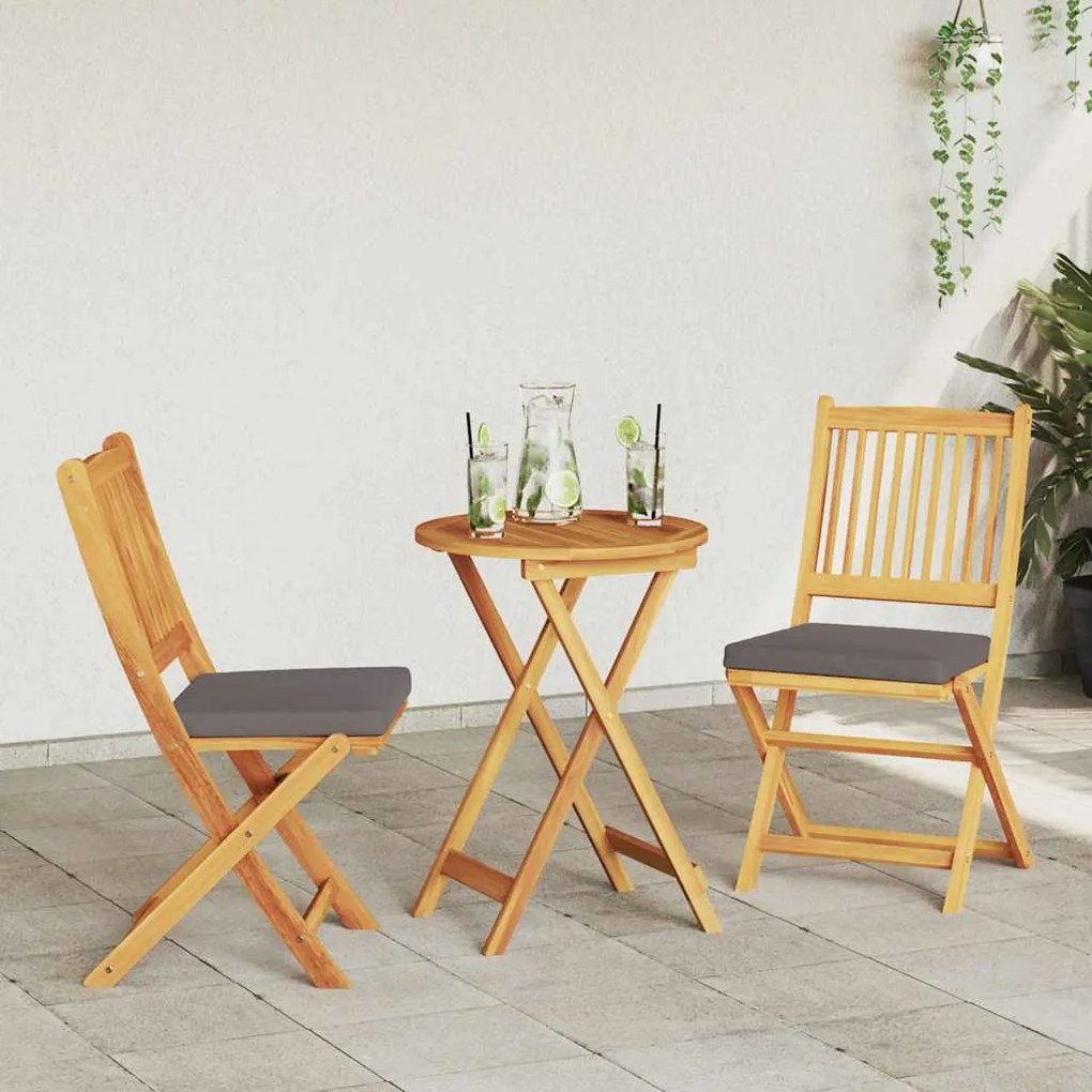 vidaXL Πτυσσόμενη Καρέκλα με μαξιλάρι 2 pcs Γκρι 49 x 57.5 x 92εκ
