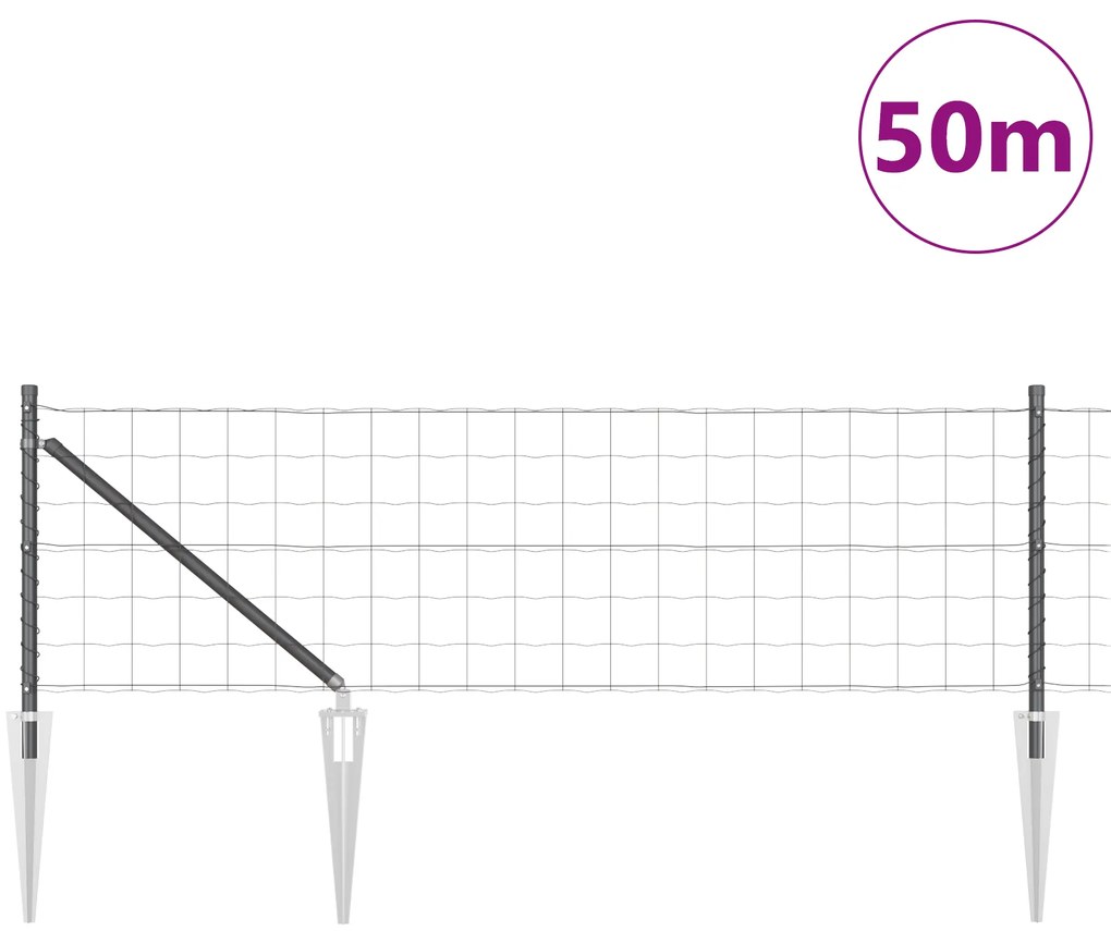 vidaXL Ευρωπαϊκός Φράχτης με 13 Σπαγγούς 0.4x50 μ Γαλβανισμένος Ατσάλι Γκρι