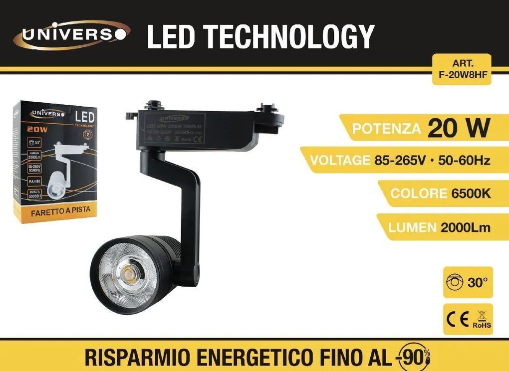 UNIVERSO LED Φωτιστικό Οροφής F-20W8HF 20W 6500K 1800LM Μαύρο Χρώμα