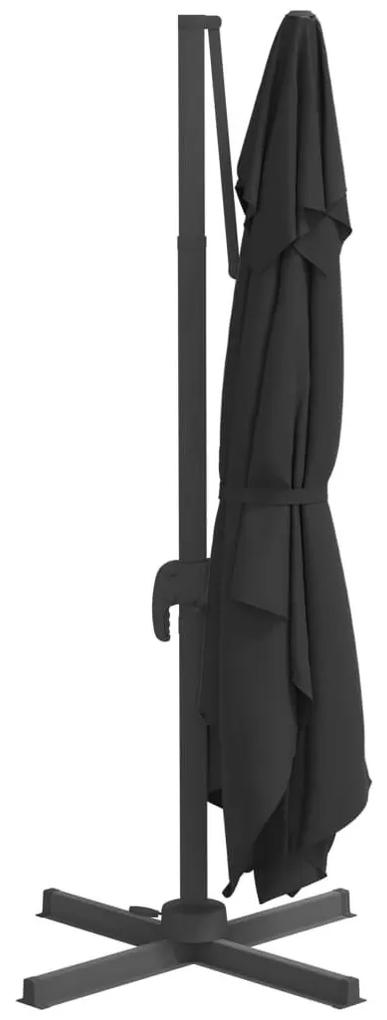 Ομπρέλα Κρεμαστή Μαύρη 400 x 300 εκ. με Αλουμινένιο Ιστό - Μαύρο