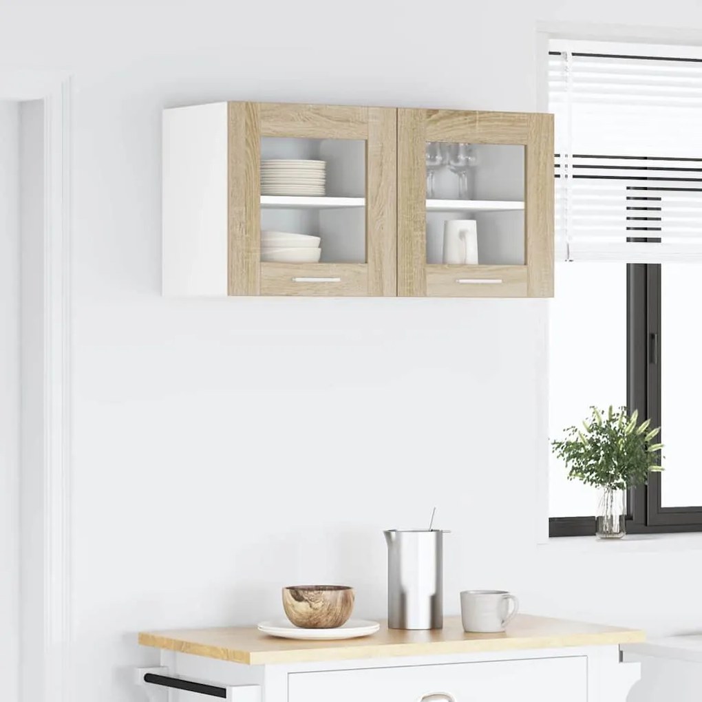 vidaXL Κρεμαστό ντουλάπι με πόρτα 2 pcs Δρύς Sonoma 40 x 31 x 40 εκ.