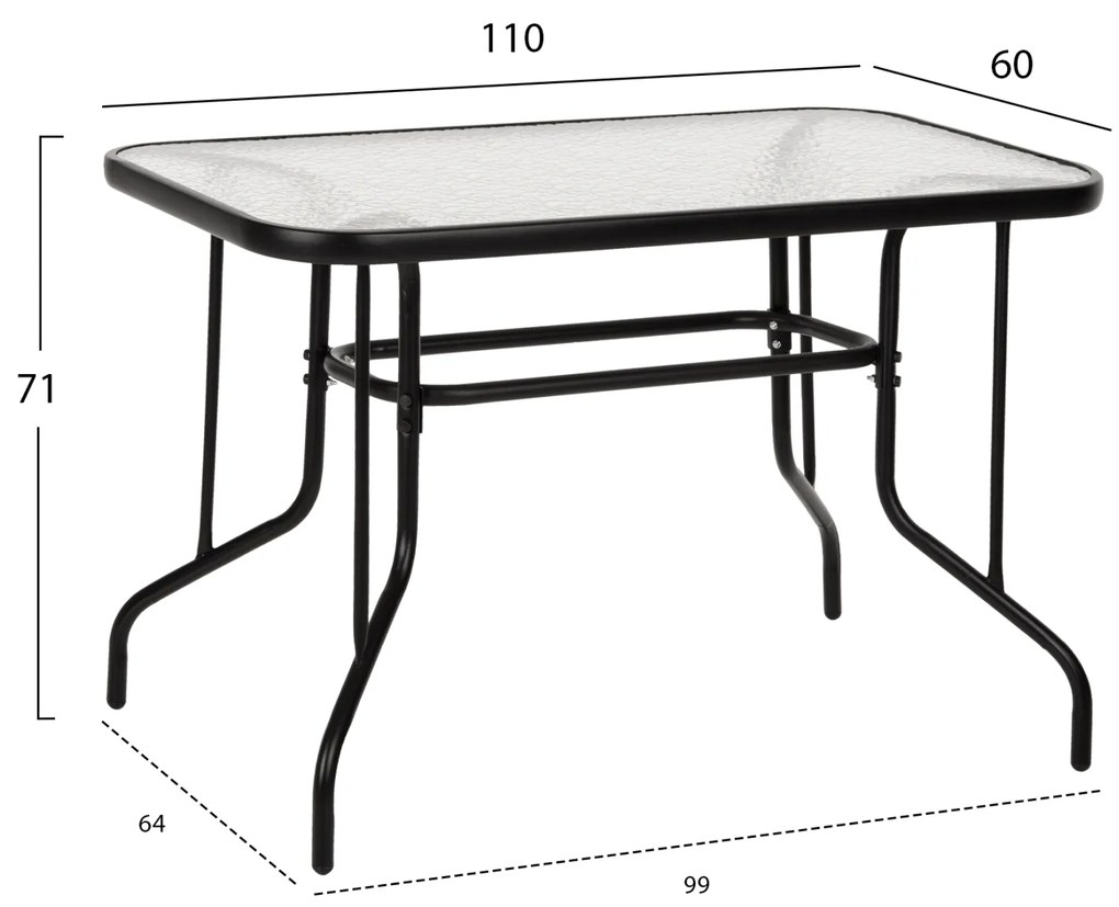 ΣΕΤ ΤΡΑΠΕΖΑΡΙΑΣ 5ΤΜΧ ADAM HM21219.01 ΚΑΡΕΚΛΕΣ ΜΕΤΑΛΛΙΚΕΣ &amp; ΤΡΑΠΕΖΙ 110x60 ΜΑΥΡΟ
