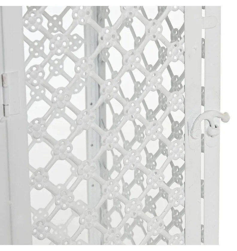 Σετ φαναριών DKD Home Decor Λευκό Μέταλλο Κρυστάλλινο Άραβας Παλαιωμένο φινίρισμα 24 x 24 x 74 cm (3 Τεμάχια)