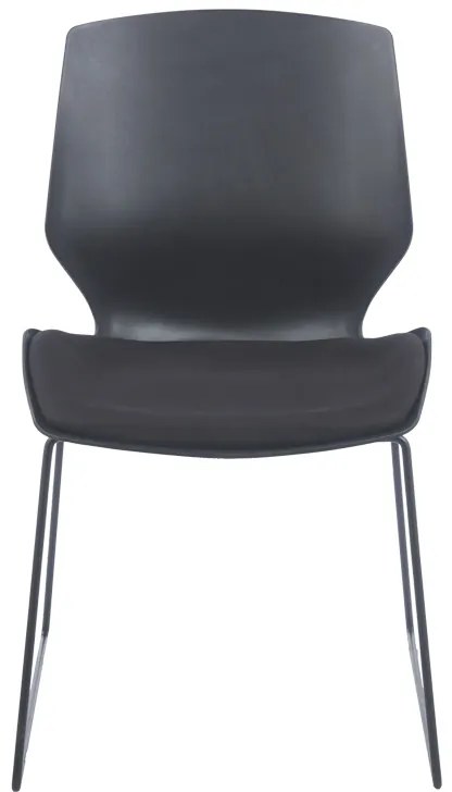 Καρέκλα επισκέπτη Genuine pakoworld PP-PU σε μαύρη απόχρωση με μαξιλάρι 47x52x85εκ