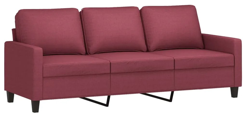 vidaXL Πολυθρόνες Σετ 3 Τεμαχίων Μπορντό από Ύφασμα με Μαξιλάρια