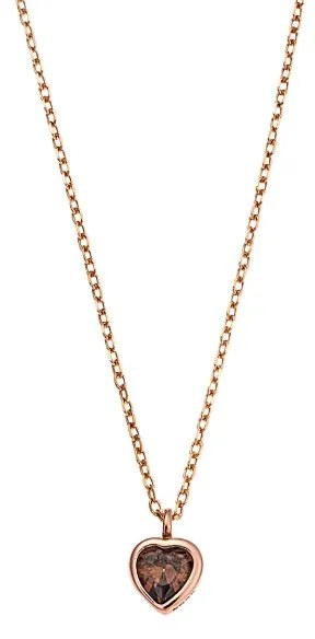 Μενταγιόν Senza Silver 925 Rose Gold Plated καρδιά με καφέ ζιργκόν