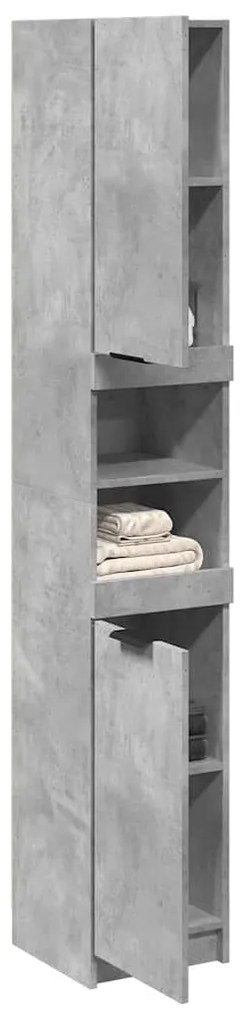 Ντουλάπι Μπάνιου Γκρι Σκυροδέματος 32x34x188,5 εκ. Επεξ. Ξύλο