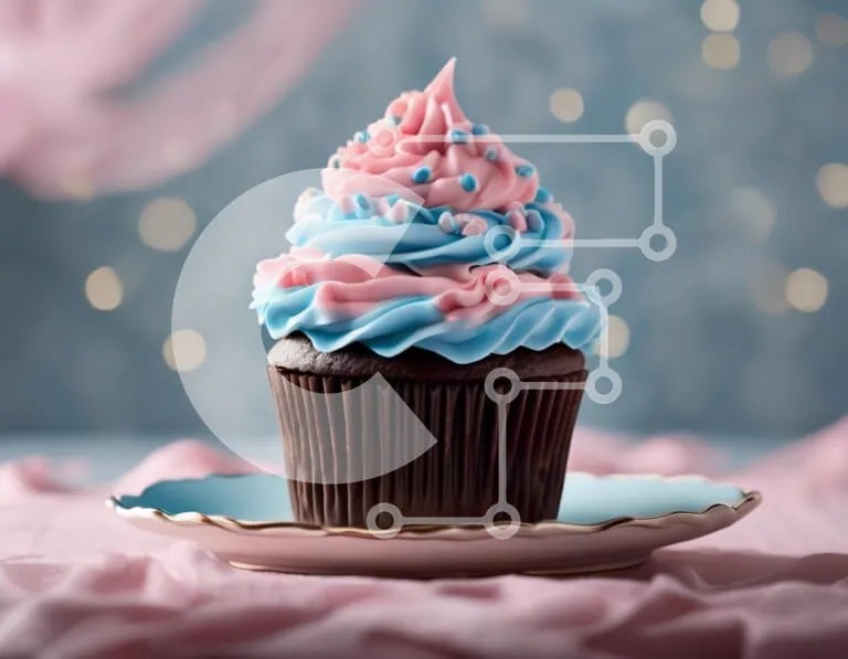 Intra Συλλεκτικό Ξύλινο Παζλ Plywood  4mm - Διακοσμημένο Cupcake με Ροζ και Μπλε Frosting Σε Ξύλινο Κουτί - Διαστάσεις: 10x10 cm – 25 κομμάτια