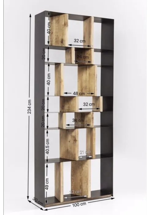 Βιβλιοθήκη Storm Μπεζ-Μαύρο 100x234 εκ. 100x30x234εκ - Μπεζ