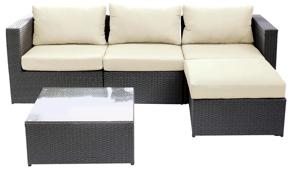 Σετ Σαλόνι Κήπου ArteLibre HAITI Σκούρο Γκρι Μέταλλο/Rattan 3θ. Καναπές+Τραπεζάκι+Υποπόδιο-14520010