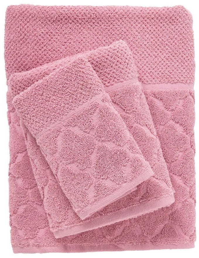 Πετσέτες Best 0791 (Σετ 3τμχ) Pink Das Home Σετ Πετσέτες 70x140cm Βαμβάκι-Πολυέστερ