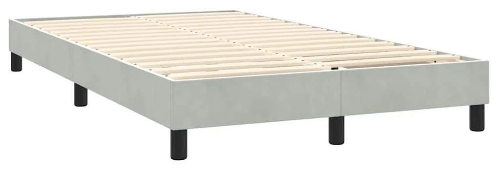 Κρεβάτι Boxspring με Στρώμα Ανοιχτό Γκρι 160x220 εκ. Βελούδινο - Γκρι