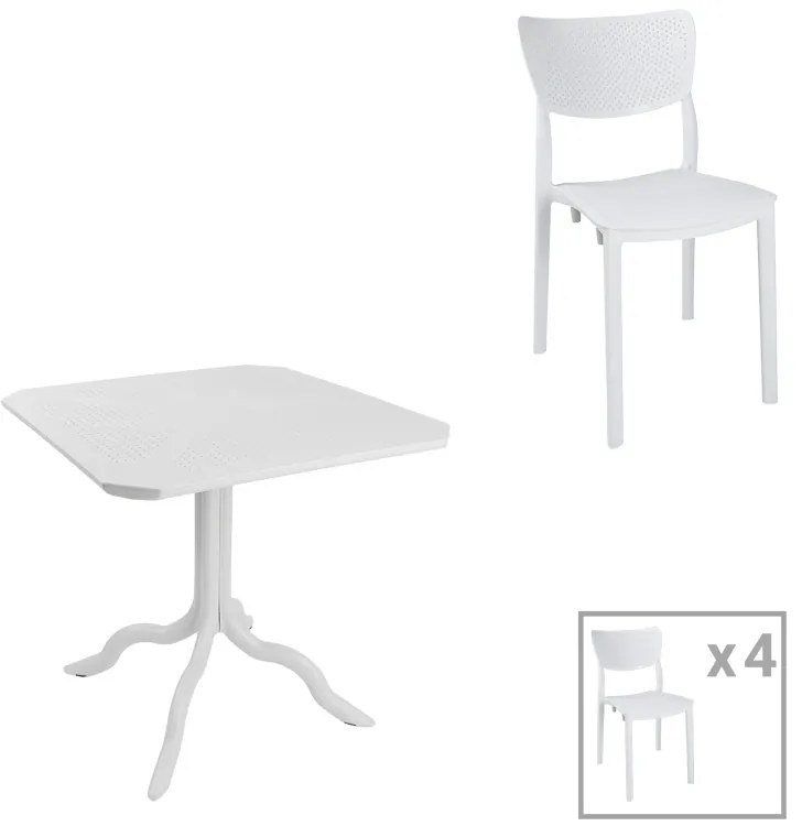 Τραπεζαρία Icon-Ignite pakoworld σετ 5τεμ PP σε λευκή απόχρωση