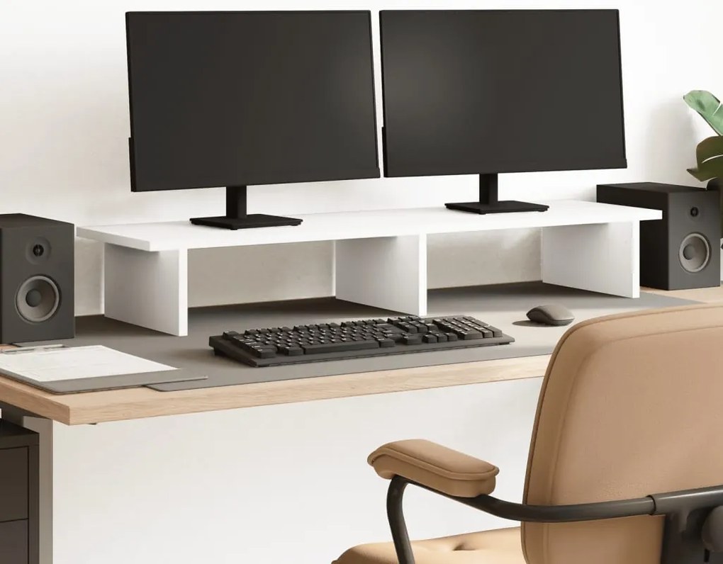 vidaXL Βάση Οθόνης Λευκή 100x27x15 εκ. από Επεξ. Ξύλο