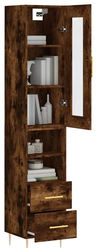 vidaXL Ντουλάπι Καπνιστή δρυς 34,5x34x180 εκ. από Επεξεργασμένο Ξύλο