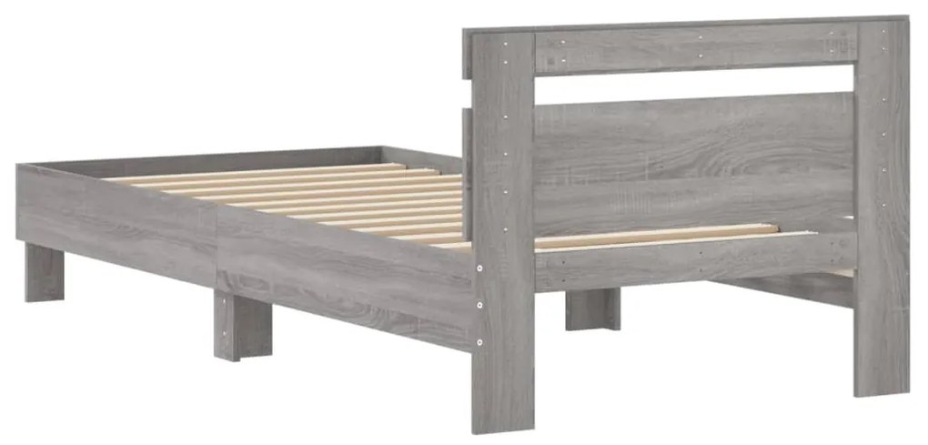 vidaXL Πλαίσιο Κρεβατιού με Κεφαλάρι Γκρι Sonoma 90x200 εκ. Επεξ. Ξύλο
