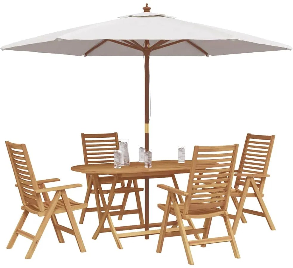 vidaXL Σέτ φαγητού για κήπο 5 pcs Καφέ Στερεό Ξύλο Τίκ