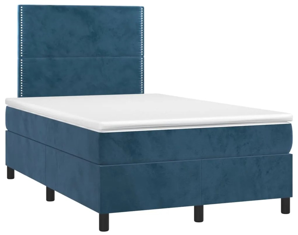 vidaXL Κρεβάτι Boxspring με Στρώμα Σκούρο Μπλε 120x190 εκ. Βελούδινο