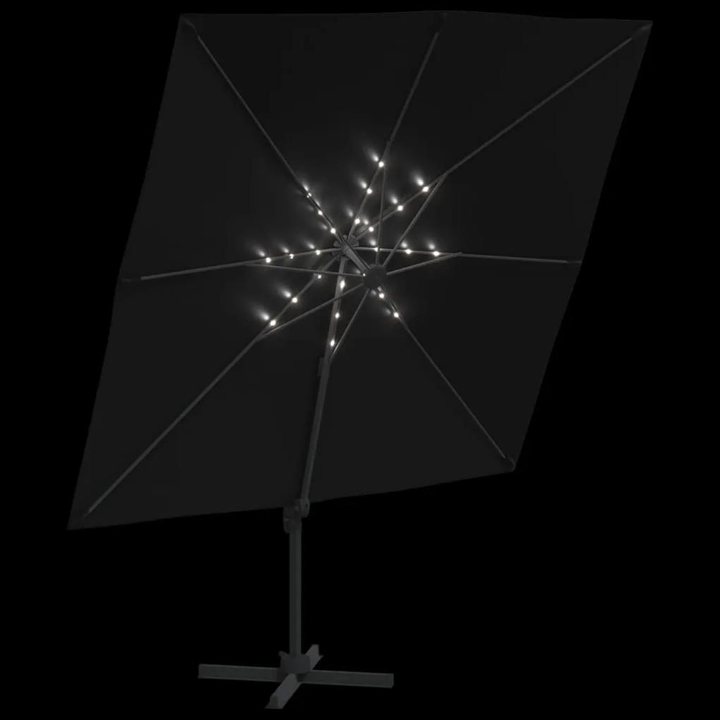 vidaXL Ομπρέλα Κρεμαστή με LED Μαύρη 400 x 300 εκ.