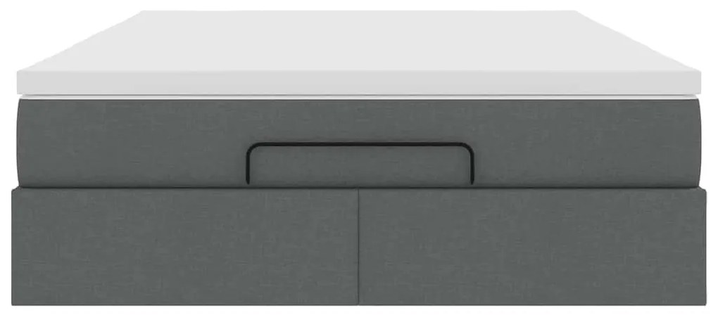 vidaXL Οθωμανικό κρεβάτι με στρώμα Σκούρο γκρι 140x200cm ύφασμα