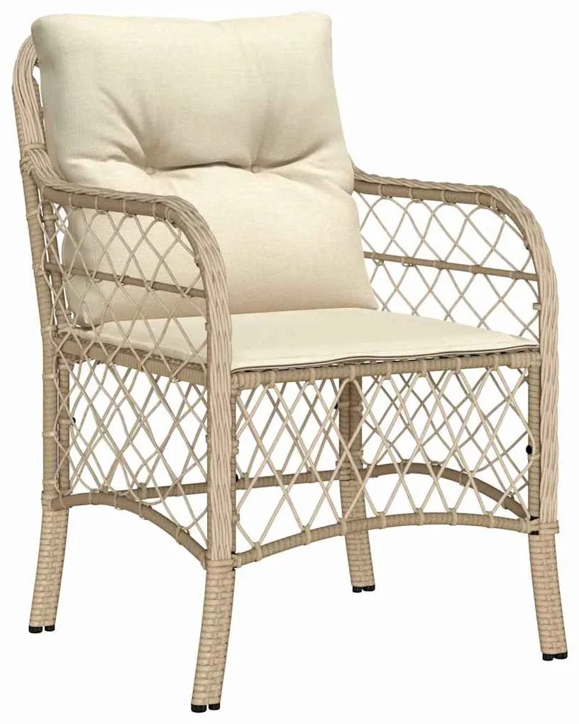 vidaXL Σέτ φαγητού για κήπο με μαξιλάρι 7 pcs Μπεζ Πολυ ράταν
