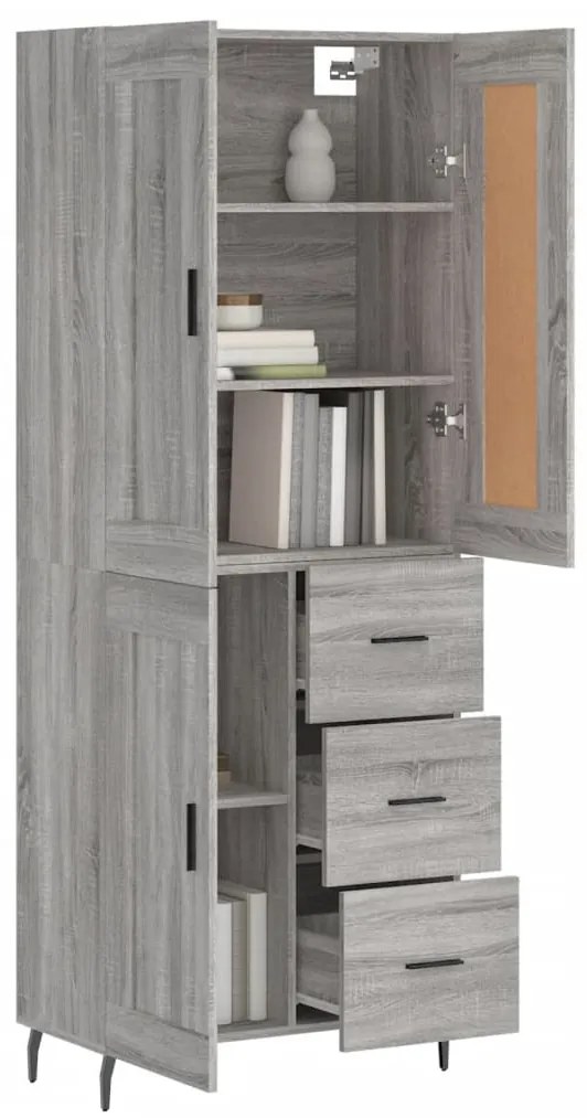vidaXL Ντουλάπι Γκρι Sonoma 69,5 x 34 x 180 εκ. Επεξεργασμένο Ξύλο