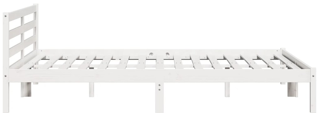 vidaXL Κρεβάτι με Κεφαλάρι Λευκό 200x220 εκ. Σταθερό Ξύλο Πεύκου