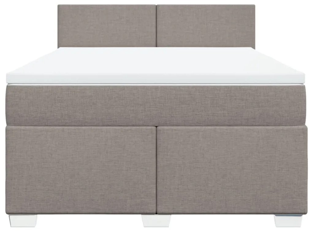 Κρεβάτι Boxspring με Στρώμα Taupe 160x200 εκ. Υφασμάτινο - Μπεζ-Γκρι