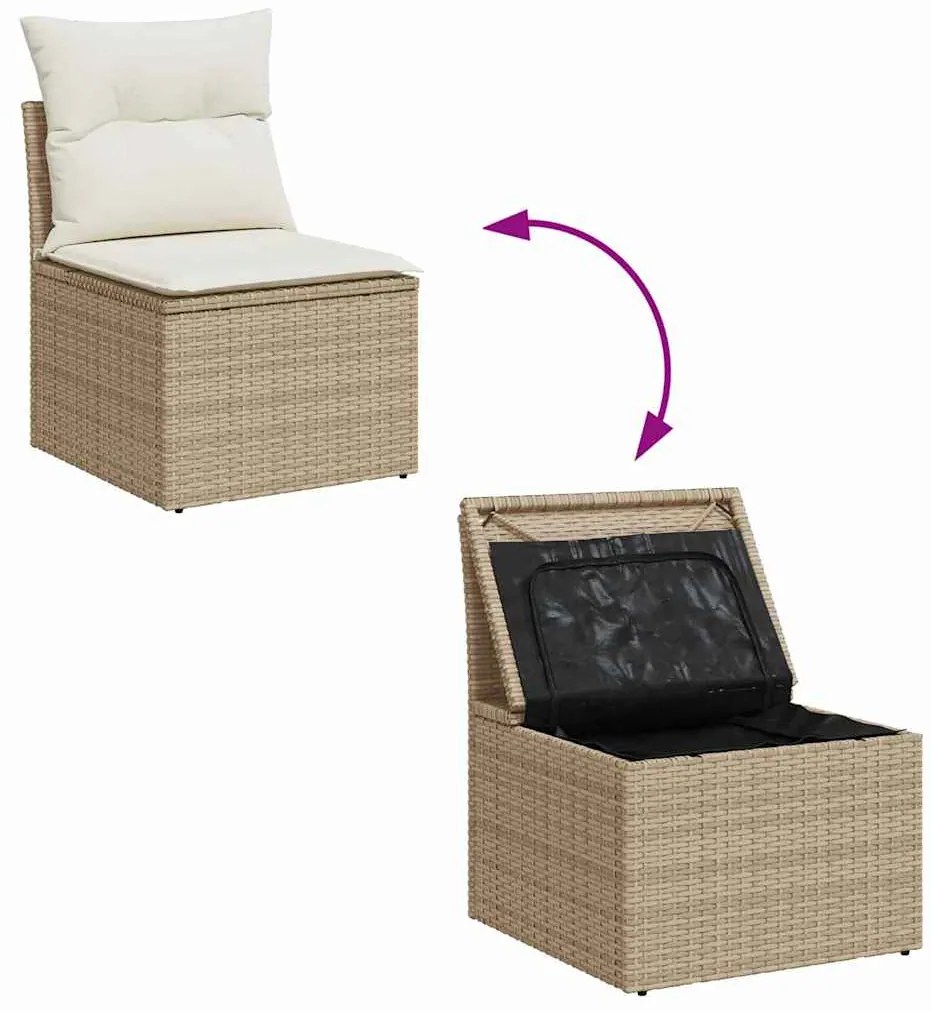 vidaXL Σετ Καναπέ Κήπου με μαξιλάρι 3 pcs Beige, λευκό Πολυ ράταν