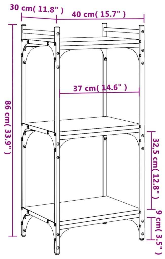 ΒΙΒΛΙΟΘΗΚΗ 3 ΕΠΙΠΕΔΩΝ ΜΑΥΡΗ 40 X 30 X 86 ΕΚ. ΕΠΕΞΕΡΓΑΣΜΕΝΟ ΞΥΛΟ 837627