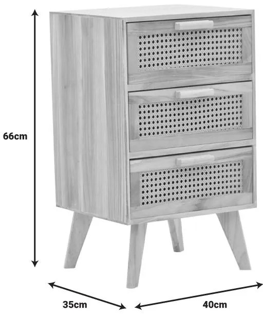 Κομοδίνο Amadeus ξύλο σε φυσική απόχρωση 40x35x66εκ