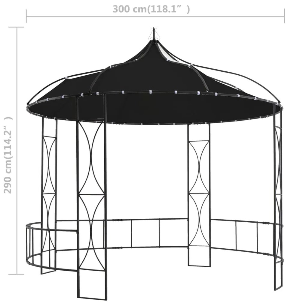 vidaXL Κιόσκι Στρογγυλό Ανθρακί 300 x 290 εκ.