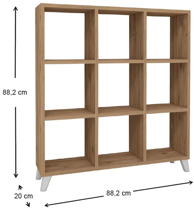 ΒΙΒΛΙΟΘΗΚΗ ΜΕΛΑΜΙΝΗΣ SAUL MEGAPAP ΧΡΩΜΑ PINE OAK 88,2X20X88,2ΕΚ.