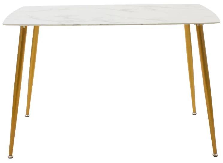 Τραπέζι Paris pakoworld οβάλ γυαλί 8mm σχέδιο μαρμάρου-χρυσό 120x80x75εκ - Γυαλί - 029-000086