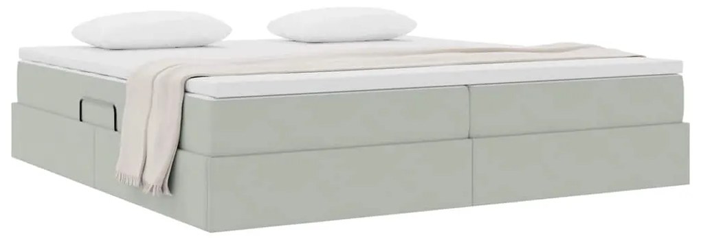 vidaXL Κρεβάτι με αποθηκευτικό χώρο και στρώμα με στρώμα Ανοιχτό γκρι